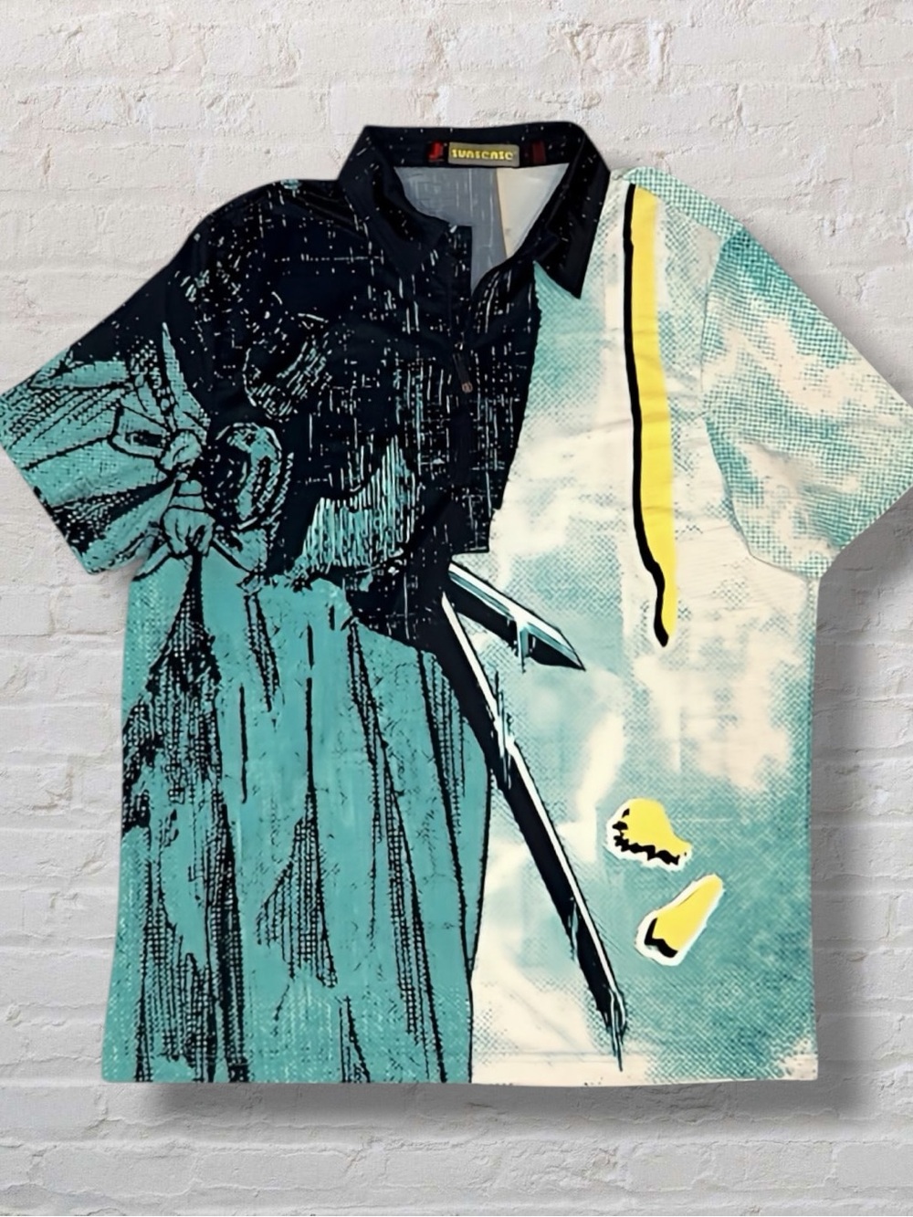 Jamie Sadock SunSense Graphic Polo Shirt Men’s Medium – Bold Pop Art Print